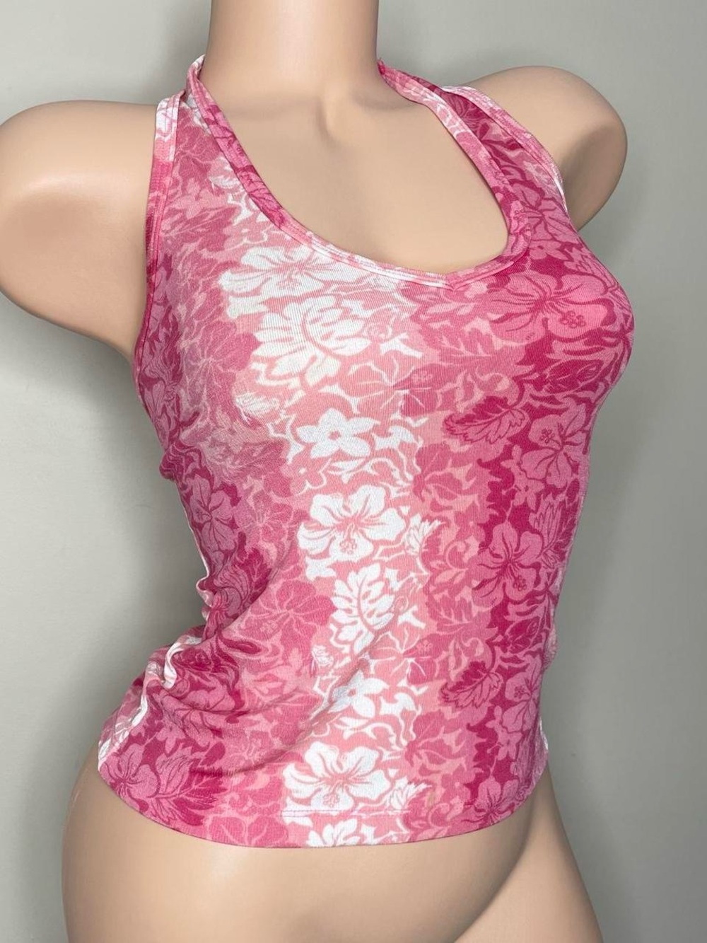 Vintage Y2K pink hibiscus halter top by Royal Creations